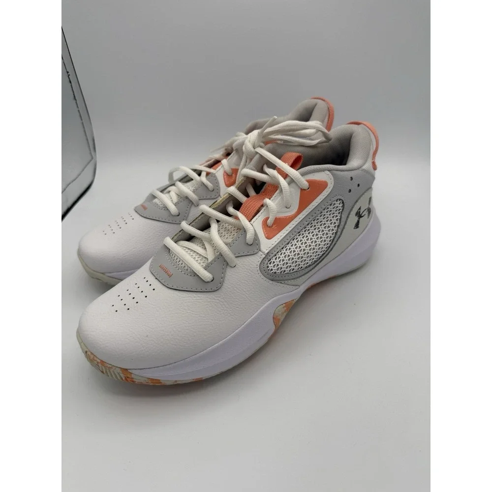 Underarmour Size M 9 W 10.5 Lockdown 6‎ Basketball Shoes Unisex White Peach